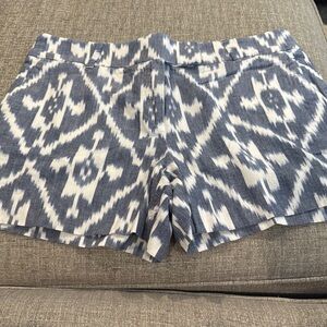 LOFT Blue and White Bermudas with Geometric Pattern